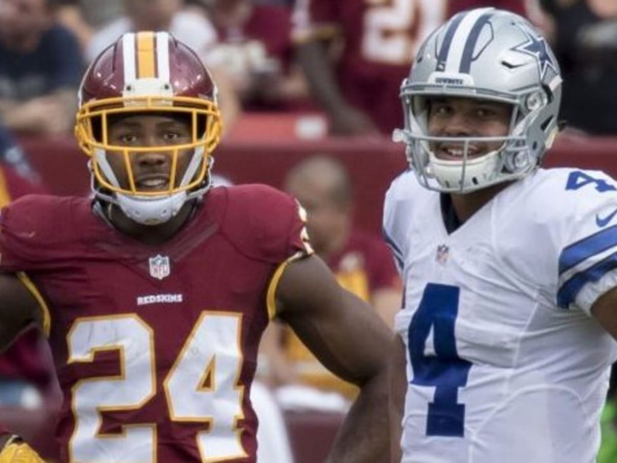 Landover, MD, USA. 21st Oct, 2018. Washington Redskins CB #24 Josh Norman  is announced before a NFL football game between the Washington Redskins and  the Dallas Cowboys at FedEx Field in Landover