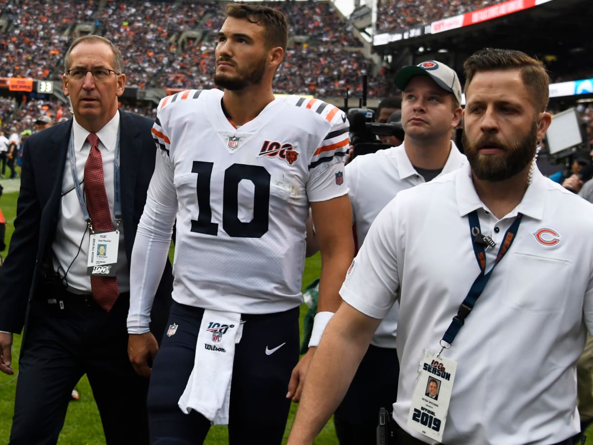 Why did the Bears promote Tyler Bray, and what was Mitch Trubisky's role on  the sideline?