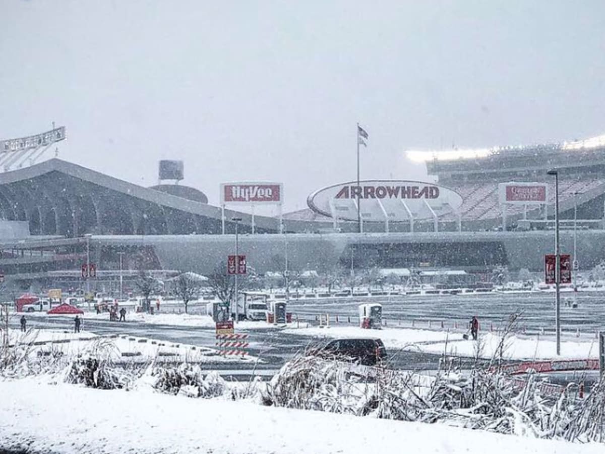 Arrowhead Stadium is covered in snow ahead of Chiefs-Colts