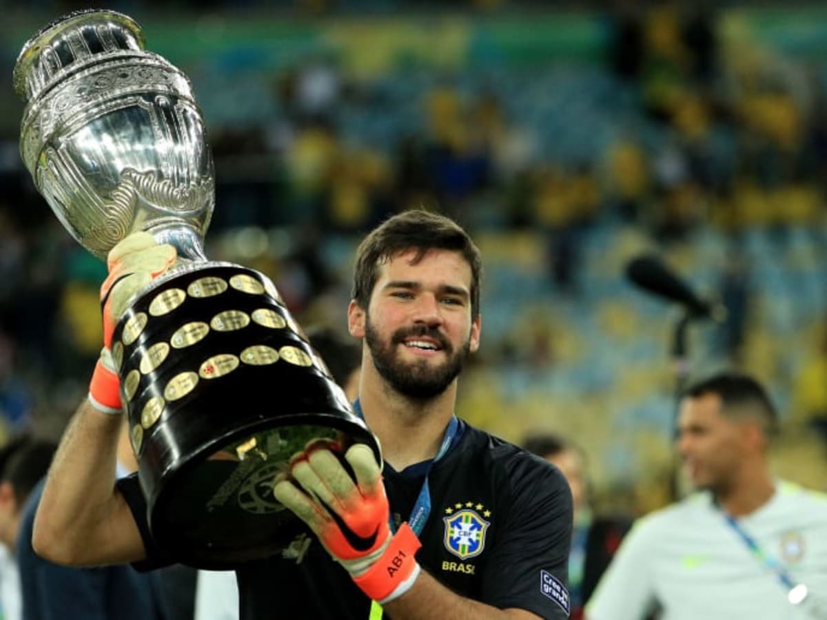 Alisson Becker of Brazil poses during the official FIFA World Cup