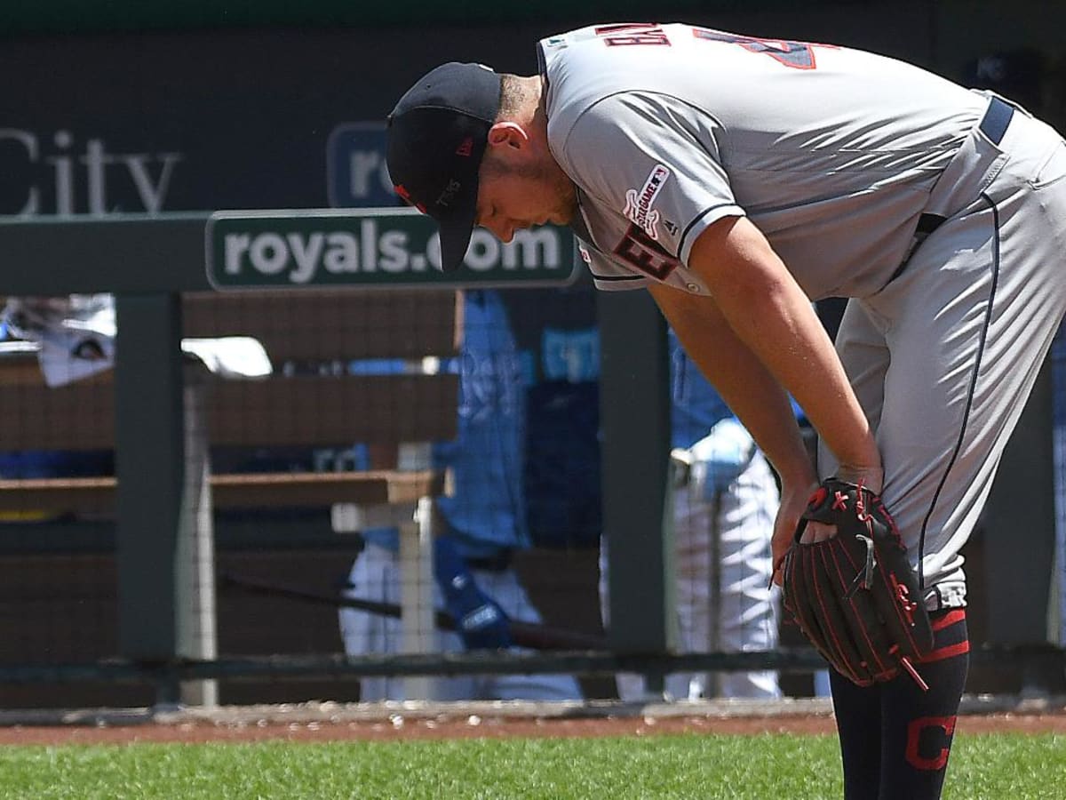 Shocking moment Indians pitcher Trevor Bauer launches the ball 350ft over  the centerfield fence