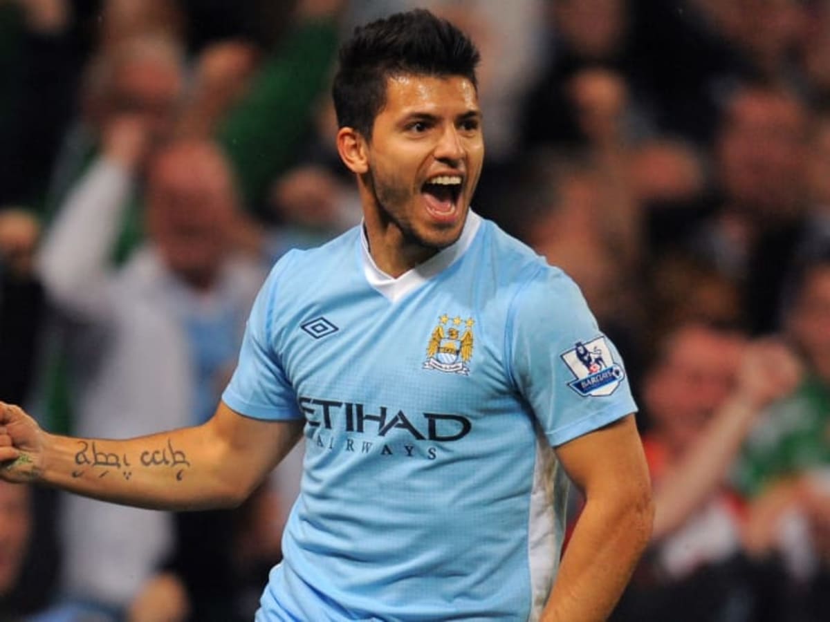 The back of the shirt of Manchester City's Sergio Aguero during