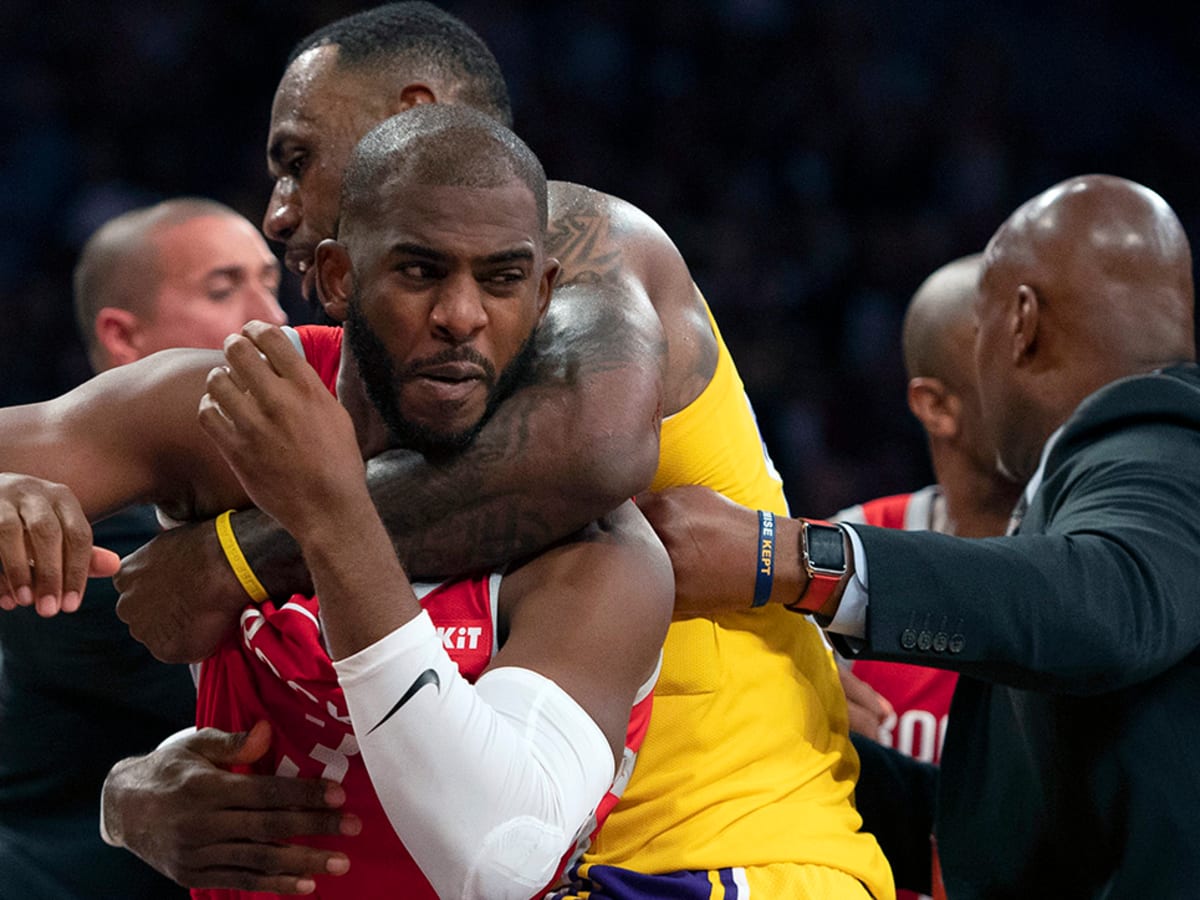 Lakers and Suns scuffle; Chris Paul pulls down LeBron in wild Game 1  sequence