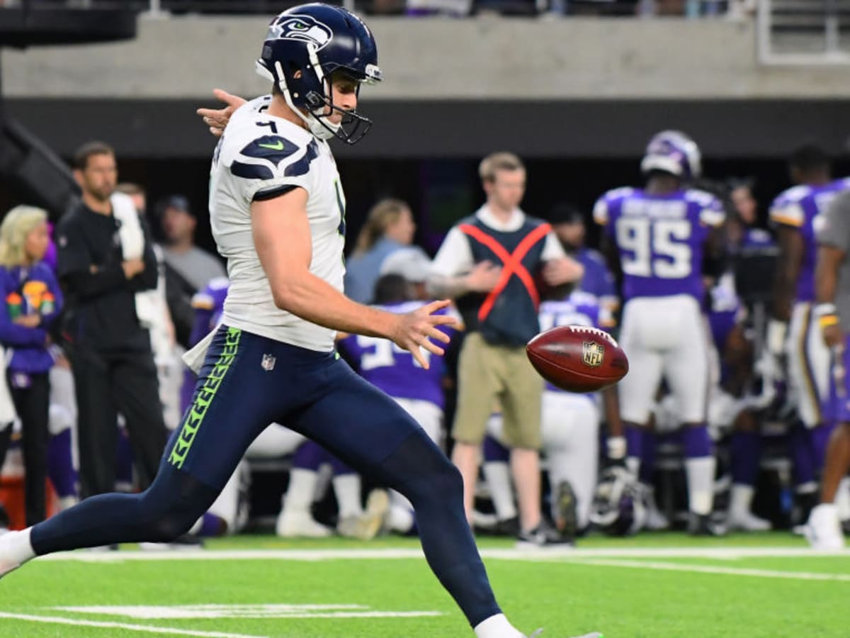 Seattle Seahawks punter Michael Dickson kicks a ball before the NFL  football team's mock game, Friday, Aug. 4, 2023, in Seattle. (AP  Photo/Lindsey Wasson Stock Photo - Alamy