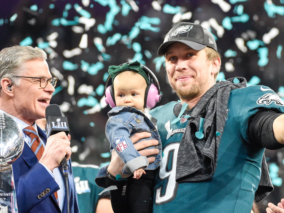 Nick Foles' wife and baby girl help celebrate Super Bowl win