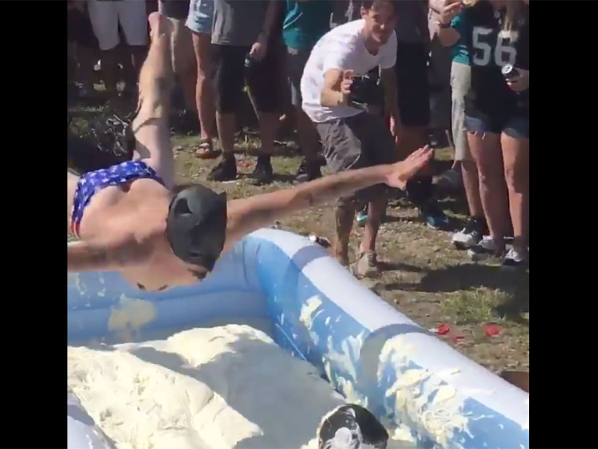 Watch: Jacksonville Jaguars fans jump into mayonnaise filled pools