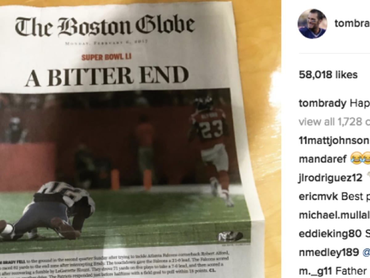 Tom Brady's April Fools joke on Instagram: Boston Globe cover