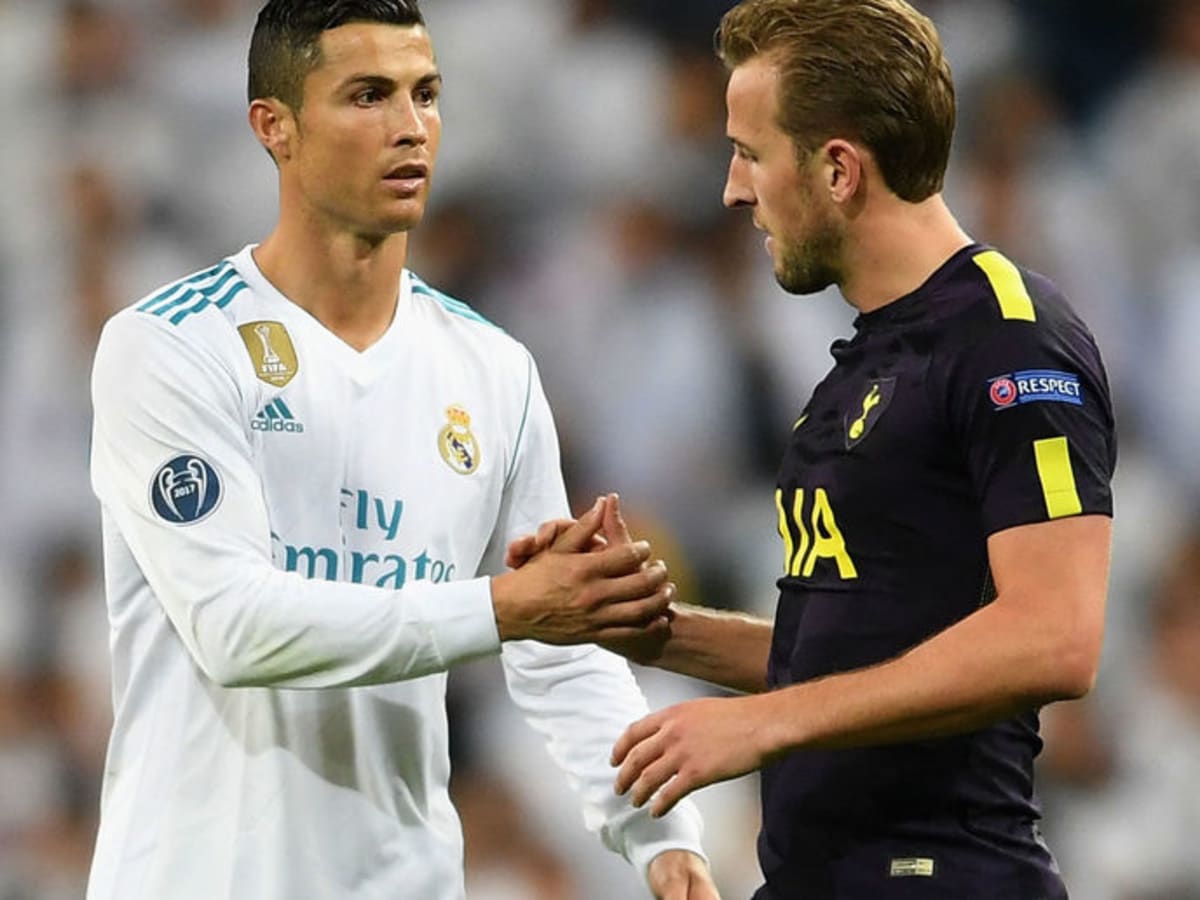 Harry Kane frames Cristiano Ronaldo's shirt after Tottenham's