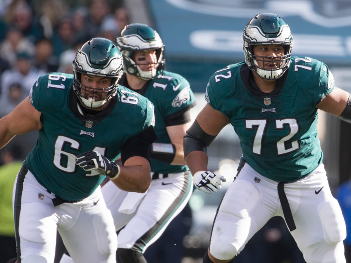 Lane Johnson carries Jason Peters' jersey out as Eagles take the