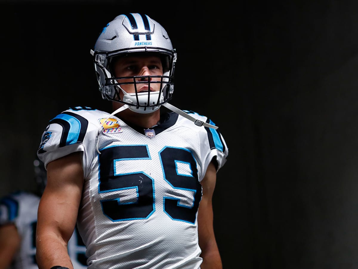 November 10, 2014: Carolina Panthers middle linebacker Luke Kuechly (59) in  action during warm-ups prior to the NFL game between the Carolina Panthers  and Philadelphia Eagles at Lincoln Financial Field in Philadelphia