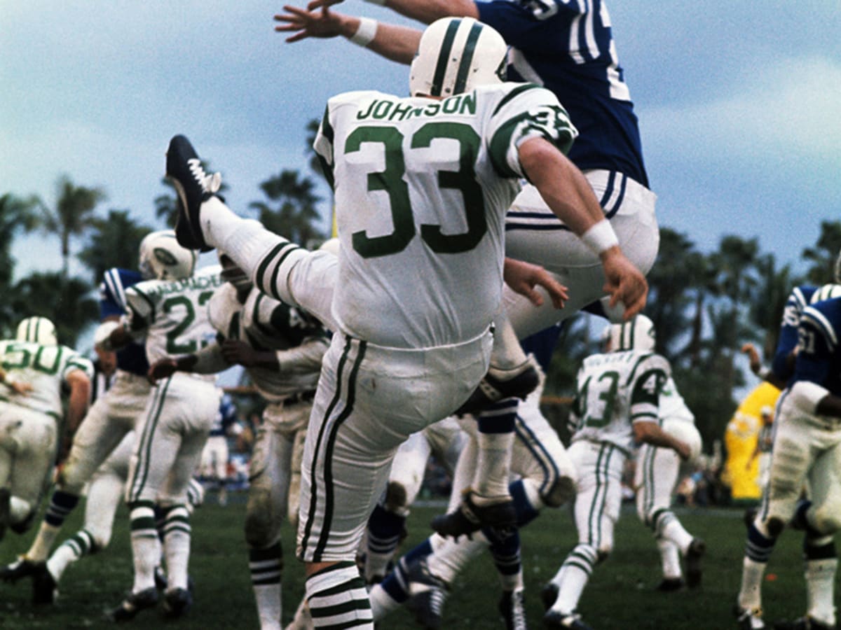 Closeup of New York Jets John Riggins on sidelines during game vs