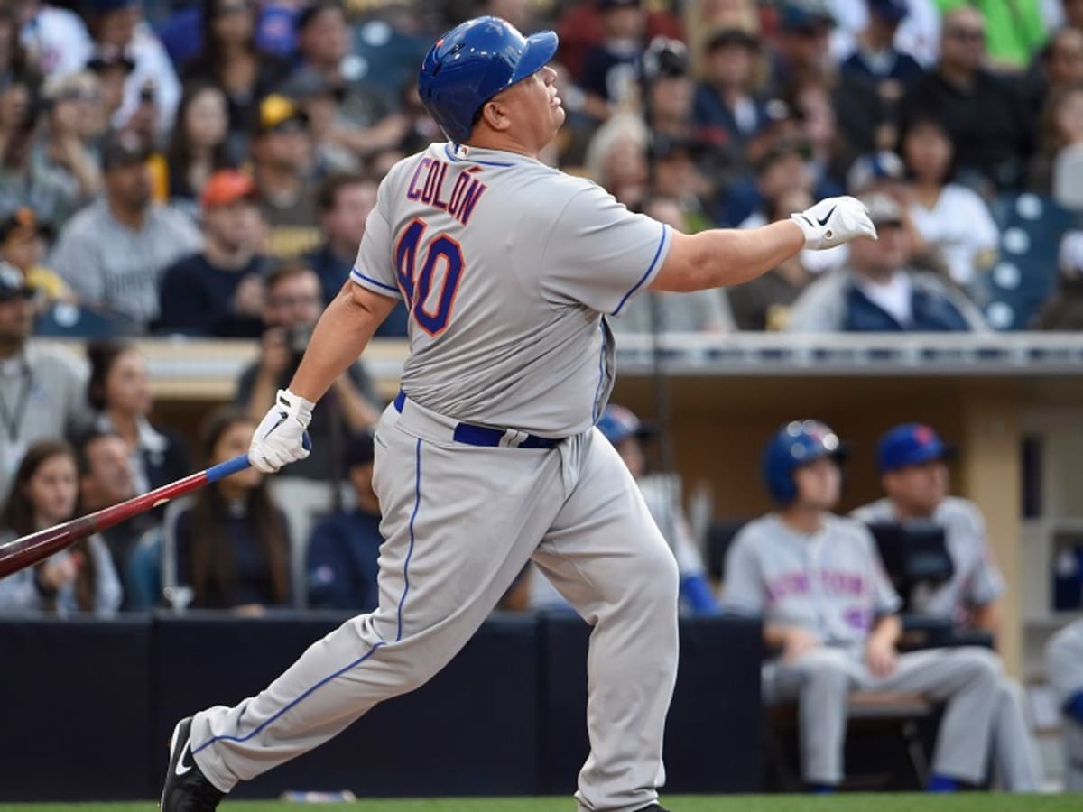 Bartolo Colon swings out of his helmet again and hits it (Video)