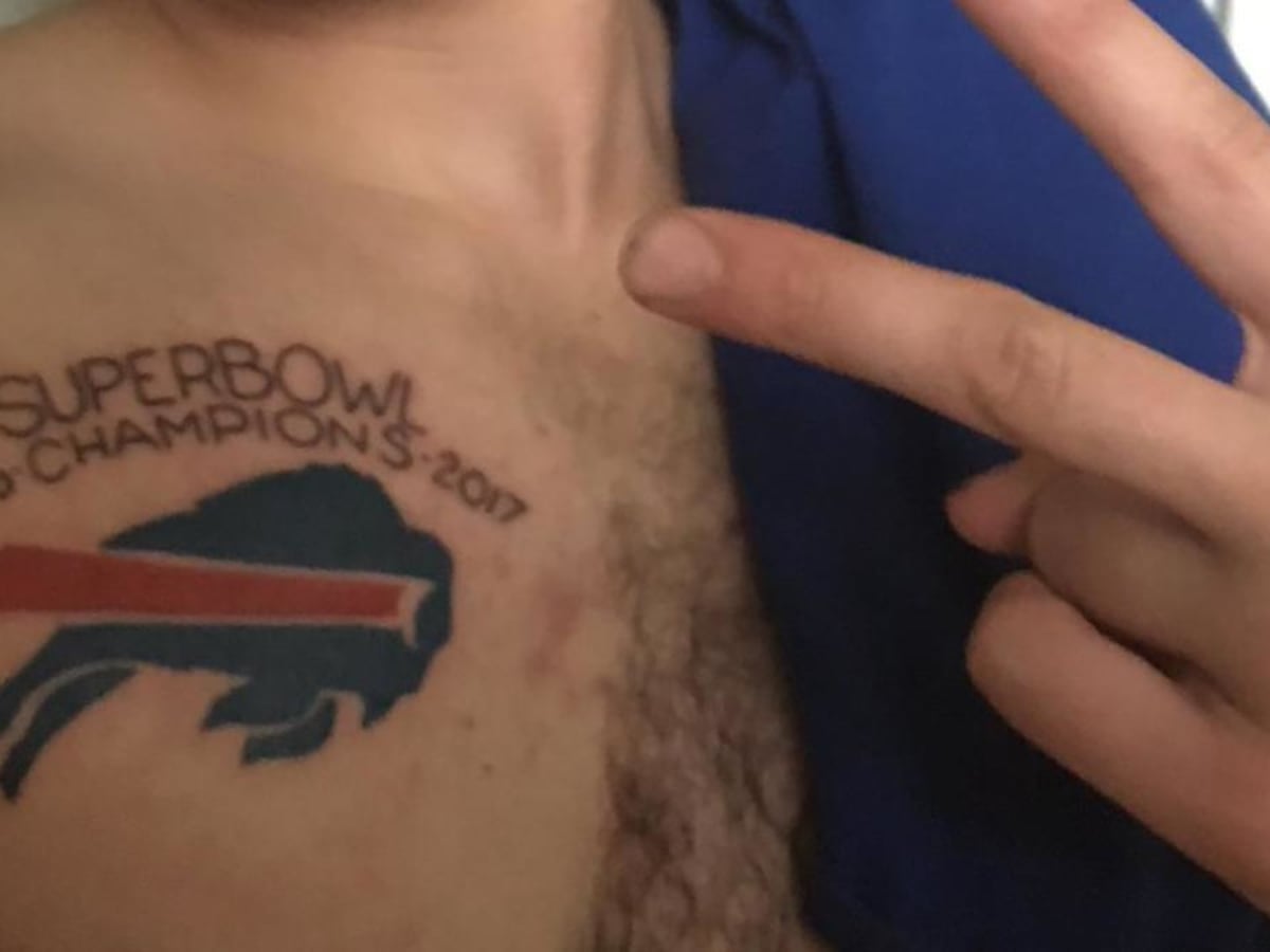 Bills fan gets Josh Allen on a unicorn tattooed to his chest  on a dare
