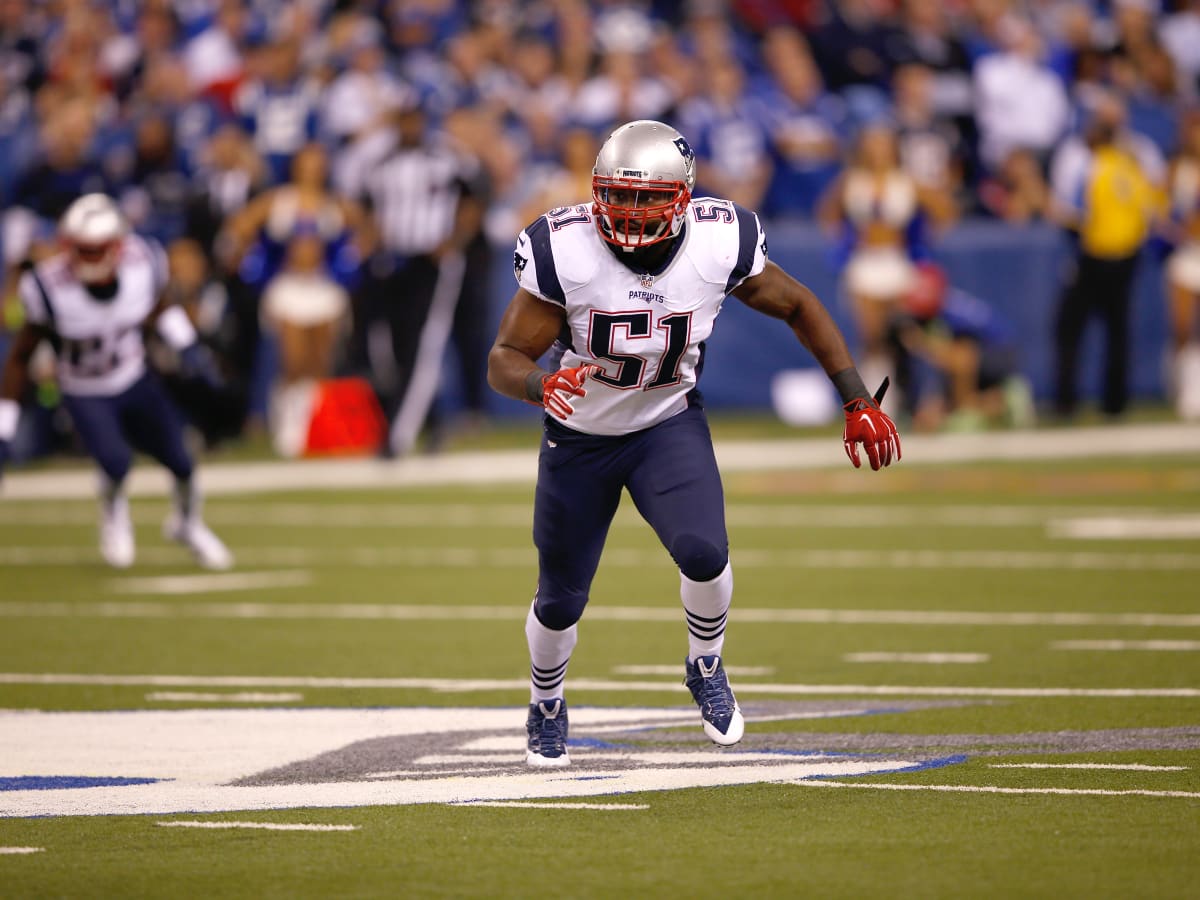 19 September 2010: New England Patriots linebacker Jerod Mayo (51) during  the Jets 28-14 win over the Patriots at the New Meadowlands Stadium in East  Rutherford, New Jersey The Jets defeated the