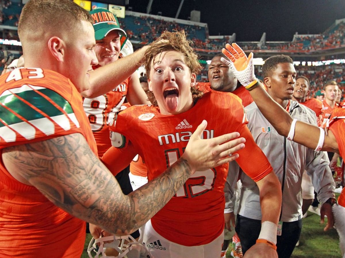 Miami Hurricanes place kicker Michael Badgley (15) during the Capital One  Orange Bowl NCAA College Football Bowl game between Wisconsin and Miami on  Saturday December 30, 2017 at Hard Rock Stadium in