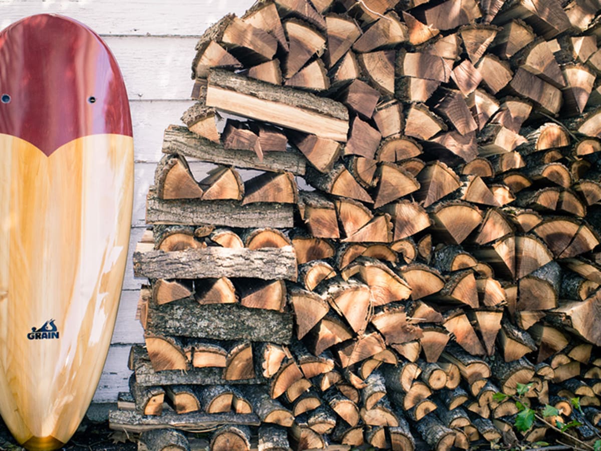 wood grain surfboard