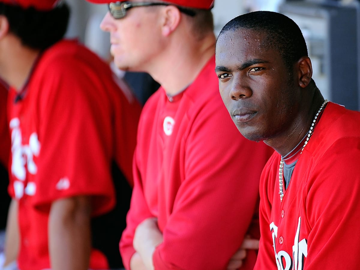 Ardolis Chapman is struck in the face by 100mph line drive