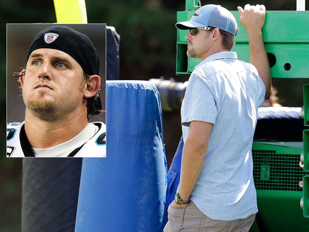 Carolina Panthers offensive tackle Jordan Gross (69) watches the