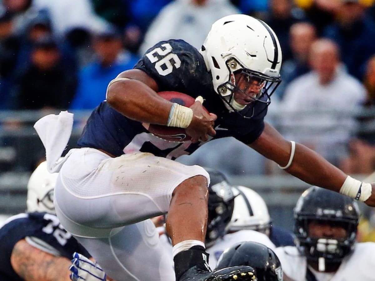 Saquon Barkley Penn State Nittany Lions Unsigned Hurdle Photograph