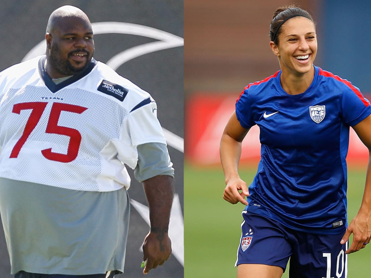 Vince Wilfork takes on USWNT star Carli Lloyd in kicking contest