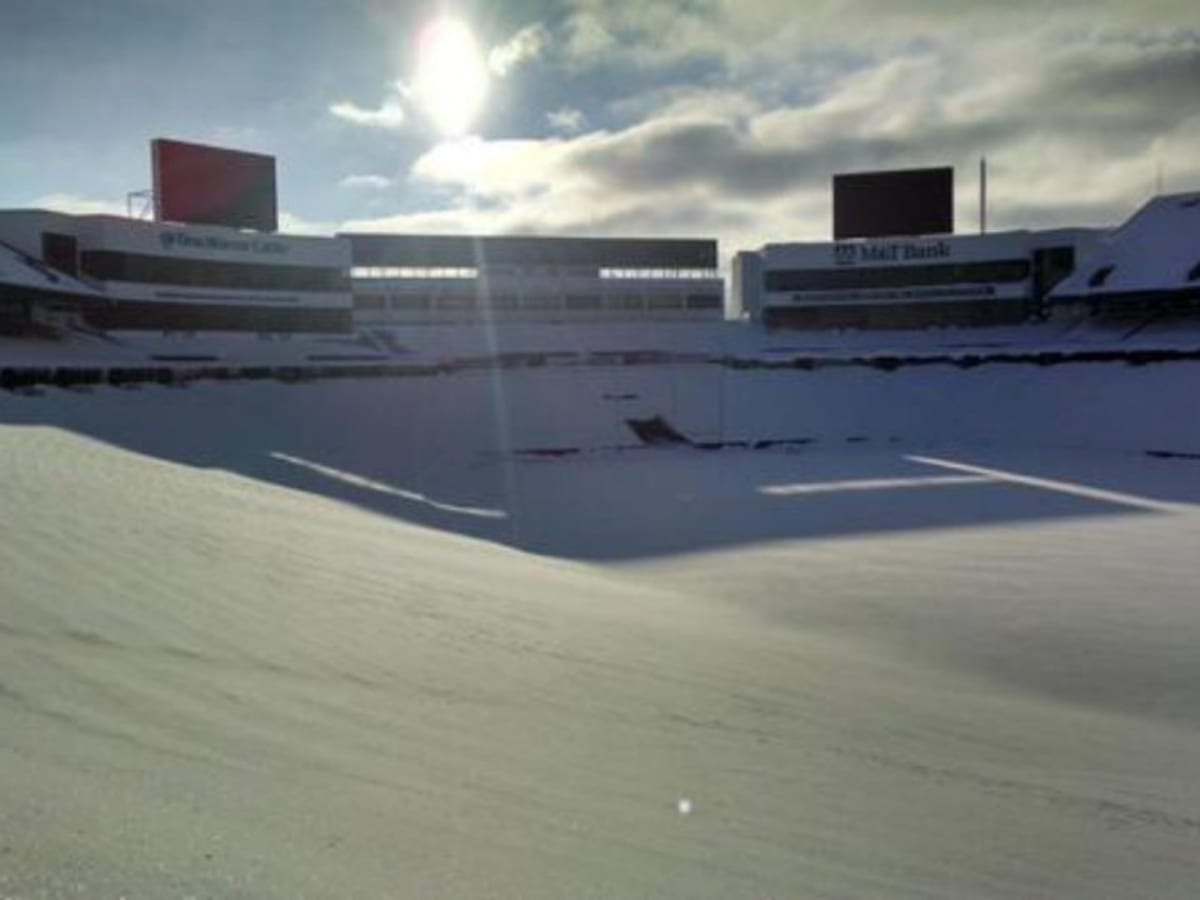 The MetLife Stadium field crew had a busy day shoveling snow at