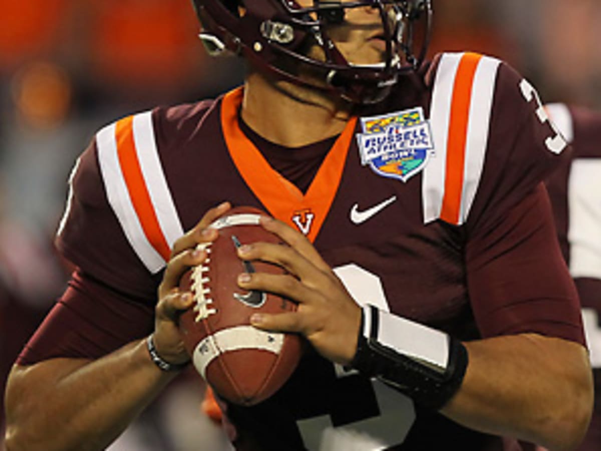 Virginia Tech quarterback Logan Thomas works on completing his legacy