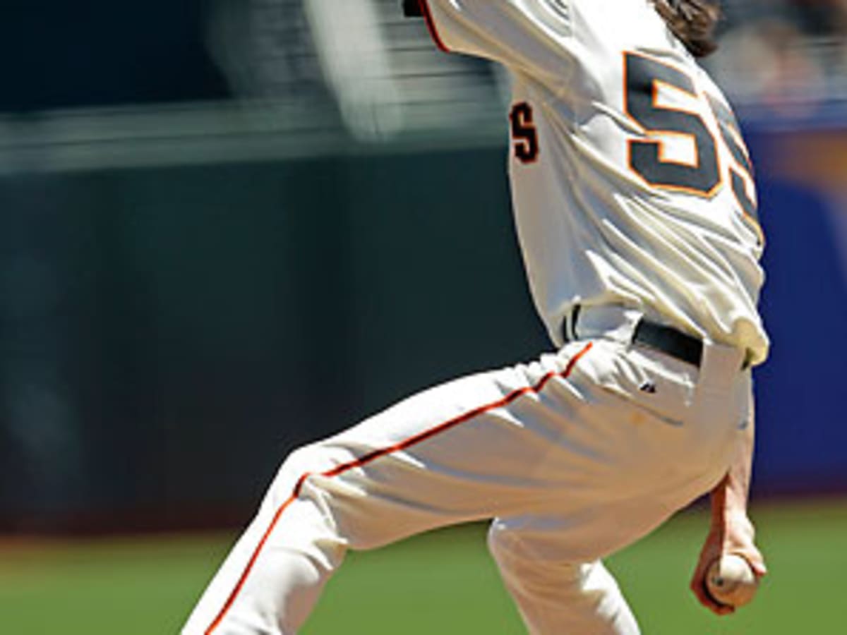 Tiny Tim Lincecum switched uniforms with his giant Giants teammate