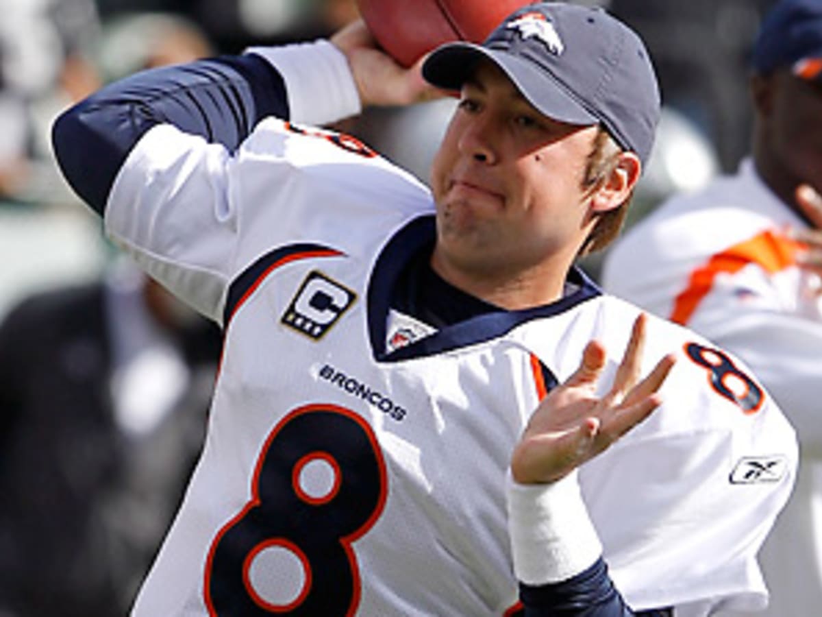 Denver Broncos quarterback Kyle Orton (8) during an NFL football game  against the Kansas City Chiefs Sunday, Dec. 5, 2010, in Kansas City, Mo.  The Chiefs won 10-6. (AP Photo/Ed Zurga Stock Photo - Alamy