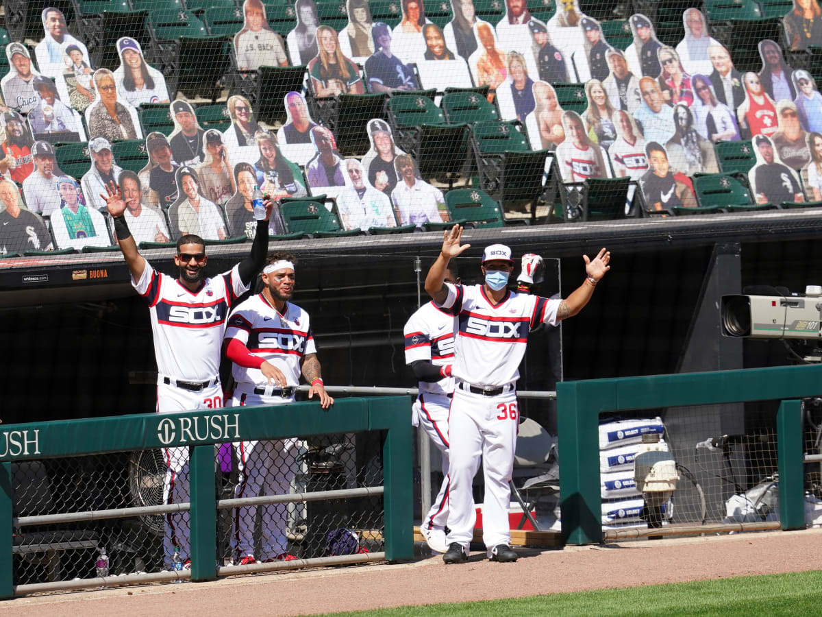 Jim Thome wearing a Negro League uniform of the Chicago White Sox