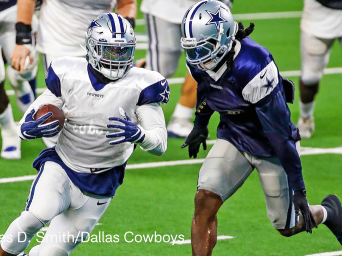 Dallas Cowboys players wear no names on uniforms during scrimmage