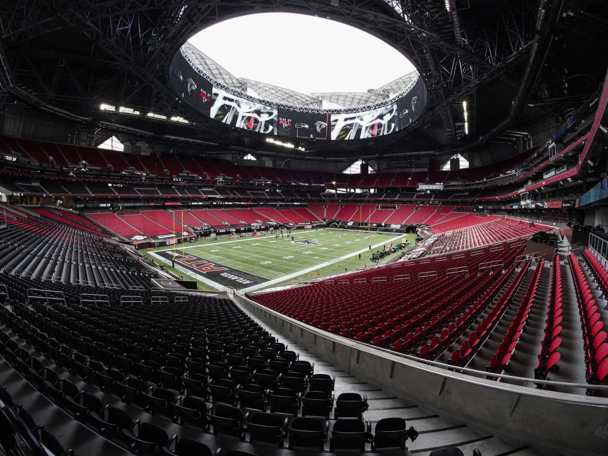 The Atlanta Falcons' Mercedes-Benz Stadium, now finished, in 27