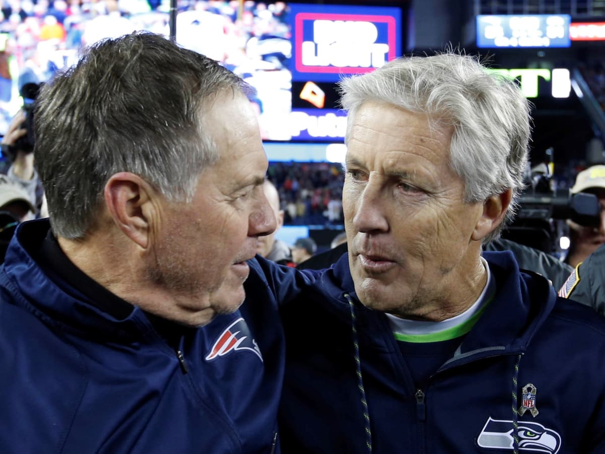 Pete Carroll Russell Wilson and Cam Newton Bill Belichick split