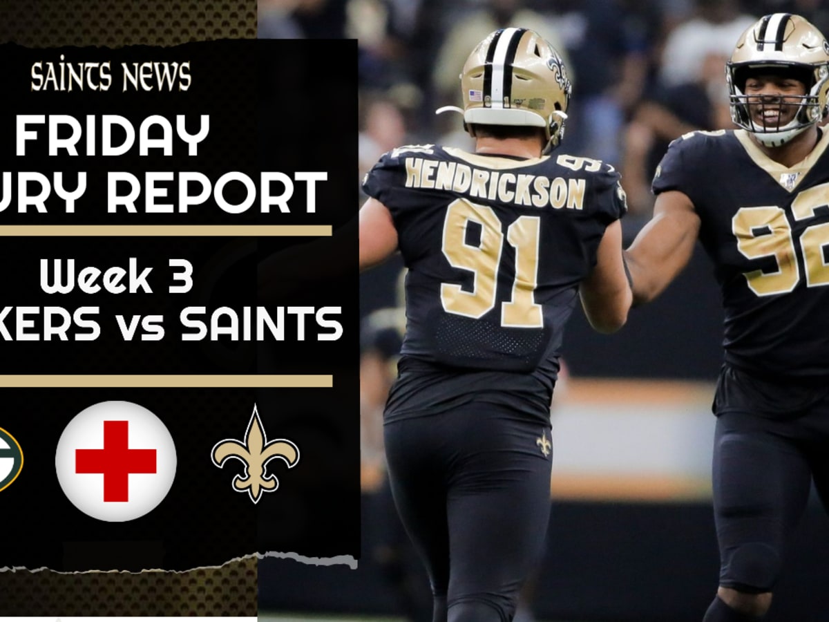 Saints vs. Packers Injury Report — Week 3