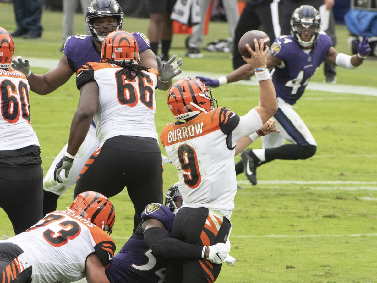 Ravens get defensive, stuff Burrow in 27-3 rout of Bengals