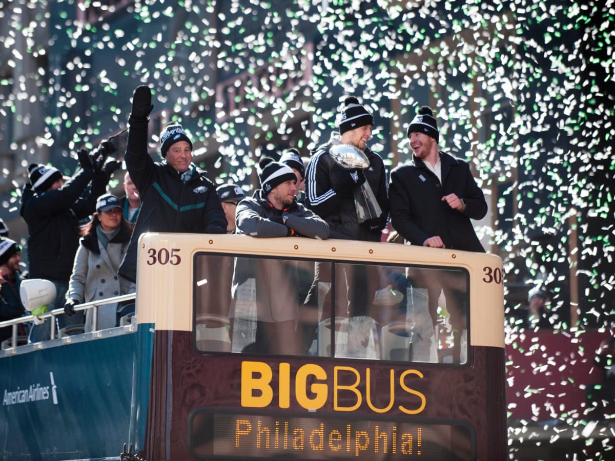 Nick Foles Philadelphia Eagles Super Bowl LII Champions Autographed 16 x  20 Holding Trophy Photograph