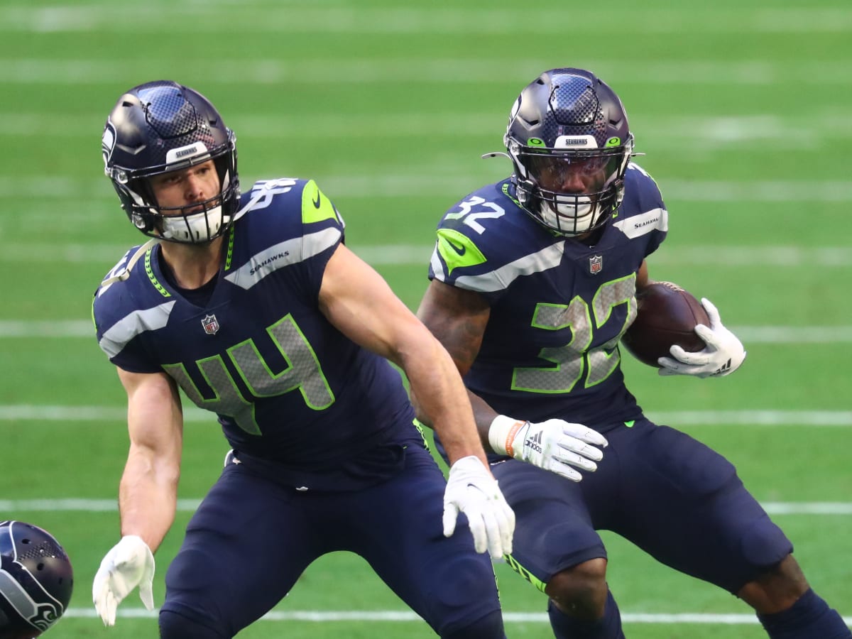 Seattle Seahawks running back Nick Bellore (44) is tackled by Cleveland  Browns strong safety Damarious Randall (23) during an NFL football game in  Cleveland, Sunday, Oct. 13, 2019,(AP Photo/Rick Osentoski Stock Photo -  Alamy