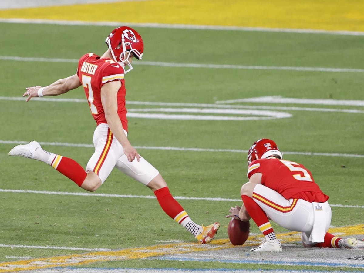 Harrison Butker's 64-yard field goal gave Chiefs a day off Monday