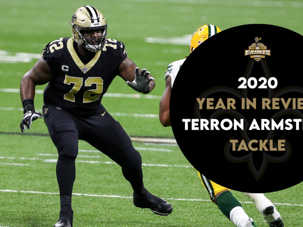 East Rutherford, New Jersey, USA. 1st Oct, 2018. New Orleans Saints  offensive tackle Terron Armstead (72) during warm ups before a game between  the New Orlean Saints and the New York Giants