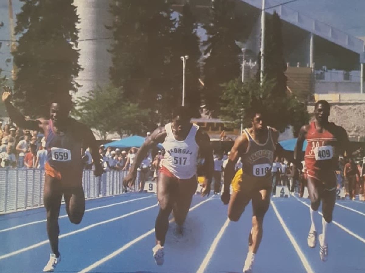 Herschel Walker running a then-record 6.15 in the 55 meter dash in 1983 :  r/CFB