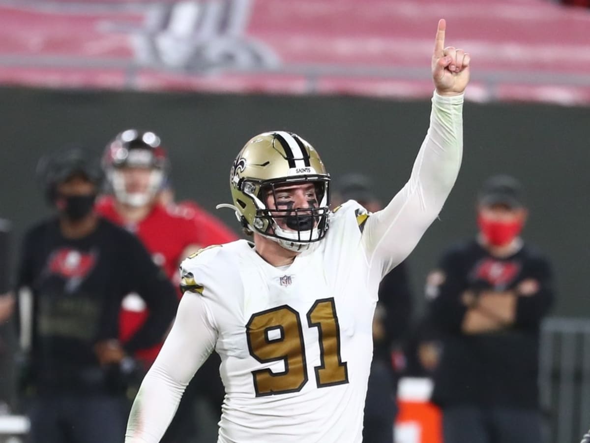 Trey Hendrickson New Orleans Saints Game-Used #91 White Jersey vs. Denver  Broncos on November 29 2020