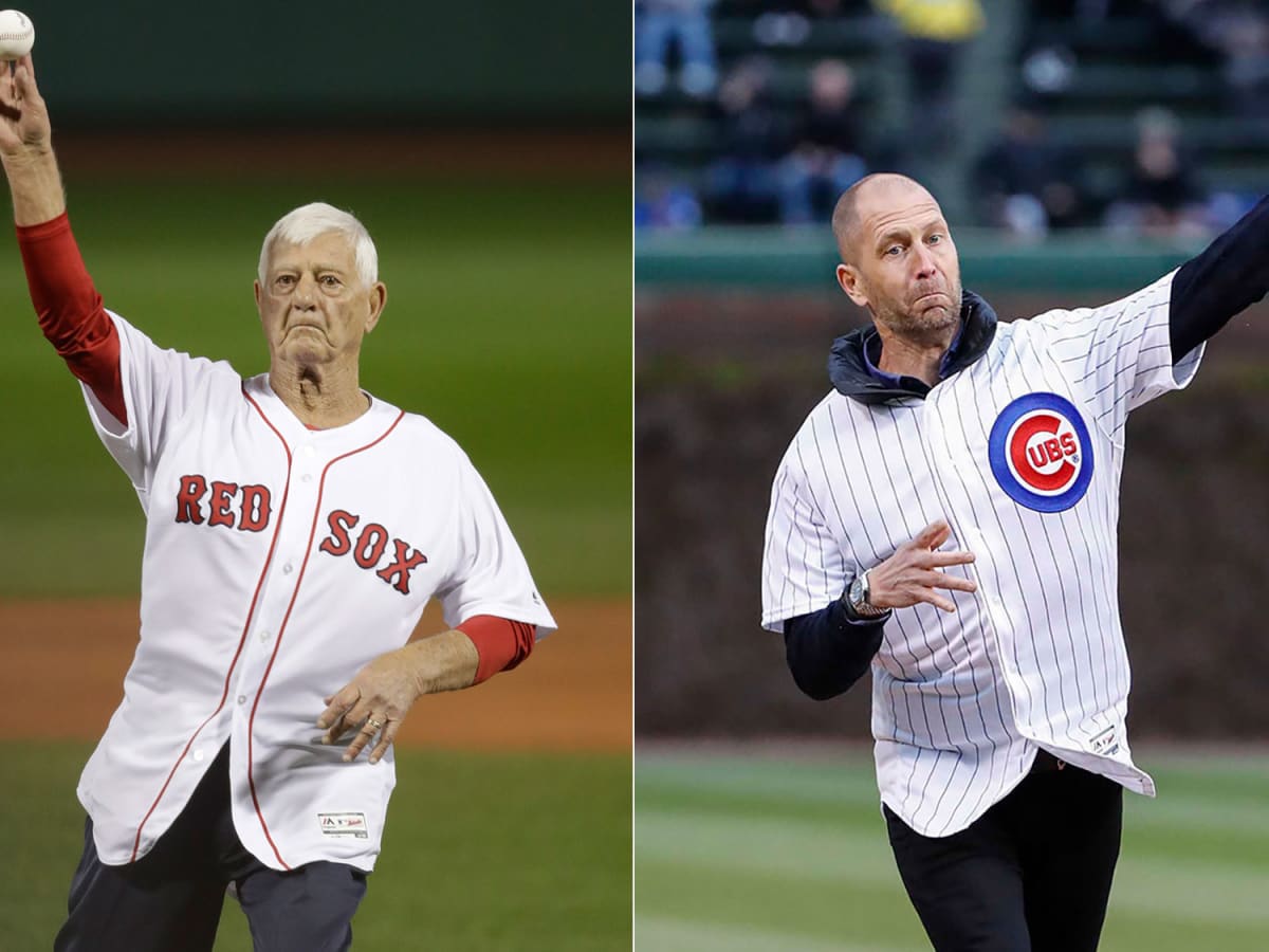 Red Sox legend Carl Yastrzemski throws first pitch to grandson Mike