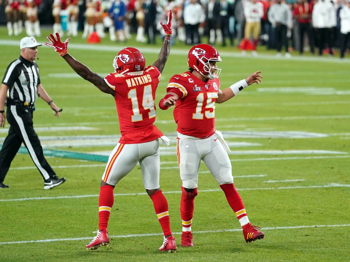 Kansas City Chiefs wide receiver Sammy Watkins (14) tries to break