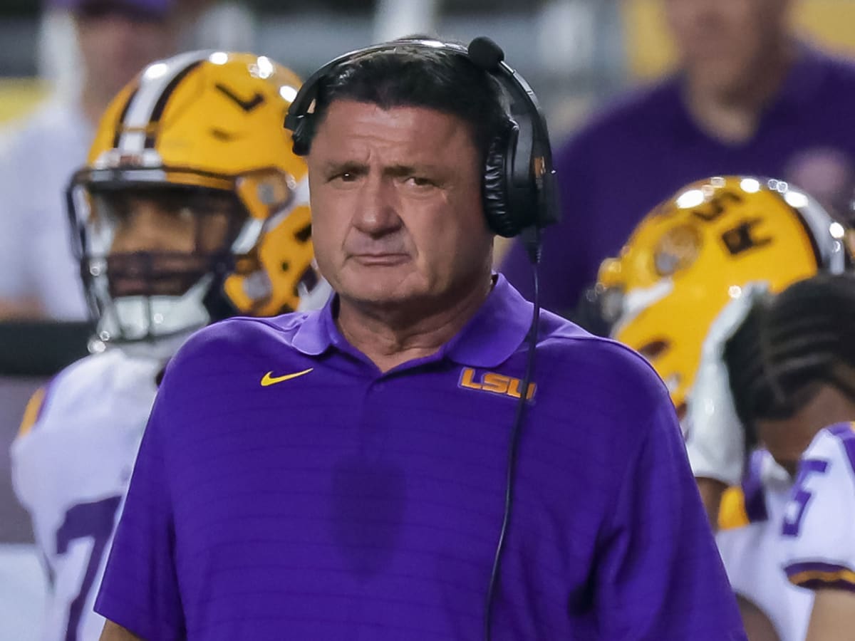 Former LSU coach Ed Orgeron at Notre Dame-Stanford game