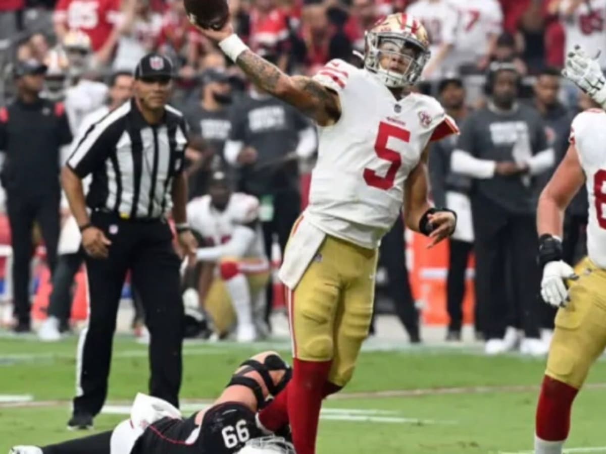 49ers rookie Trey Lance injures knee in 1st career start - The San Diego  Union-Tribune