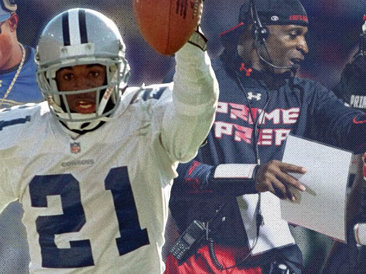 Deion Sanders competing for the Dallas Cowboys in a game against