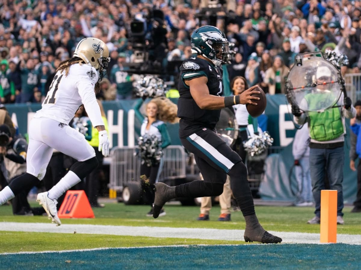 Philadelphia Eagles QB Jalen Hurts Completes Historic Day with Late TD to  Seal Win - Sports Illustrated Philadelphia Eagles News, Analysis and More