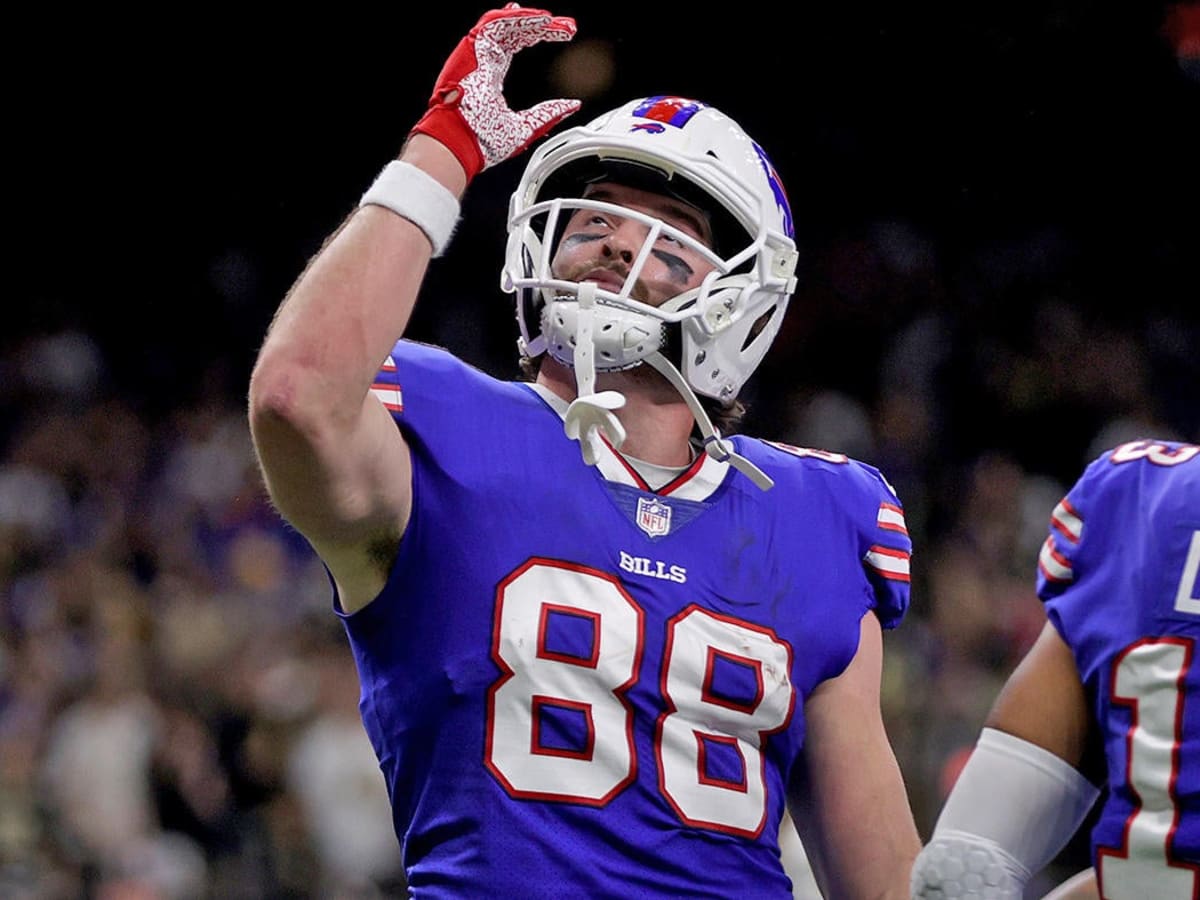 January 4, 2020: Buffalo Bills tight end Dawson Knox (88) prior to an NFL  football playoff game between the Buffalo Bills and the Houston Texans at  NRG Stadium in Houston, TX. The