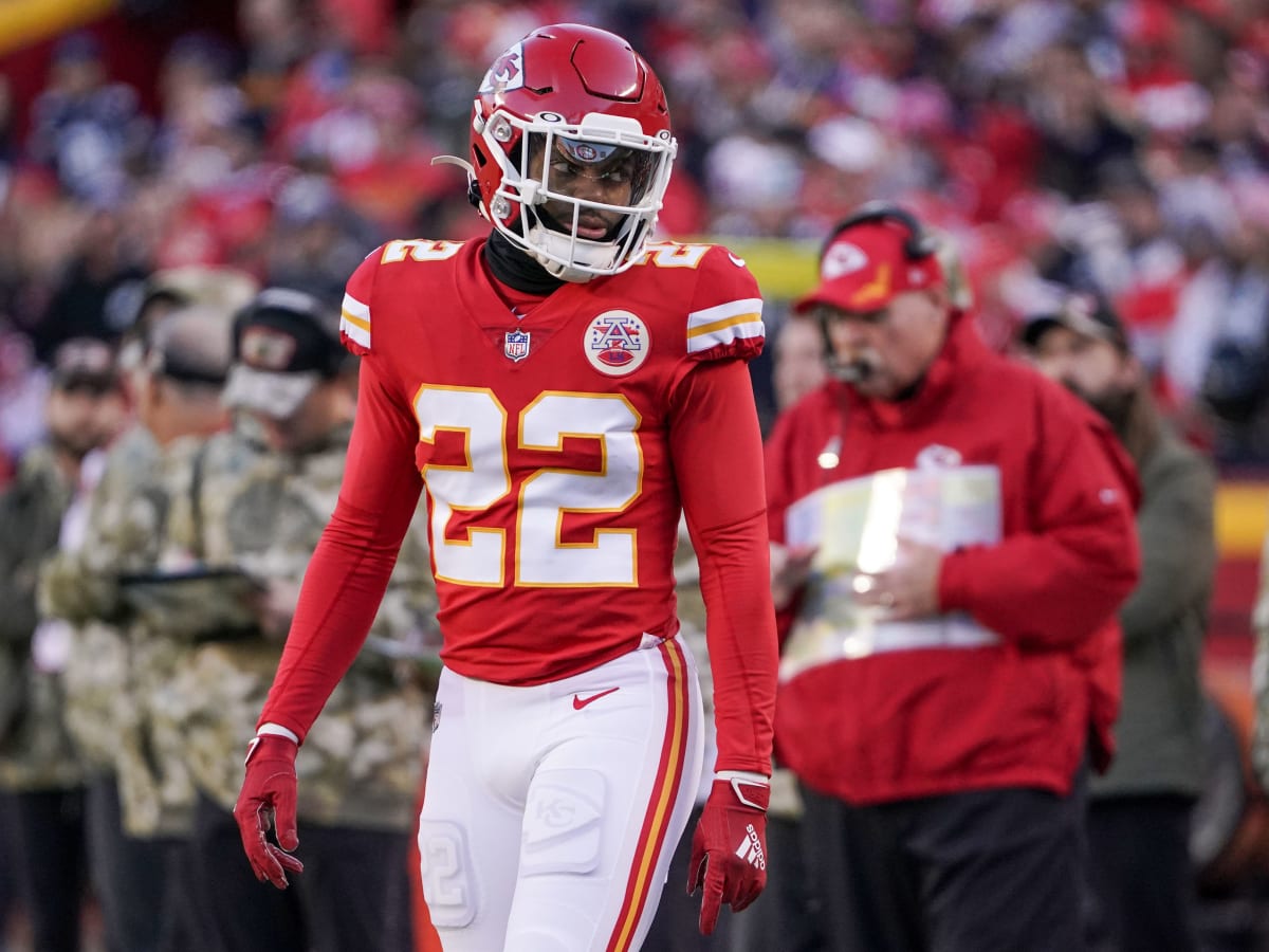 Kansas City Chiefs safety Juan Thornhill (22) runs during an NFL football  game against the Washington Football Team, Sunday, Oct. 17, 2021 in  Landover, Md. (AP Photo/Daniel Kucin Jr Stock Photo - Alamy