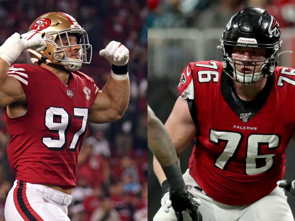 Falcons at 49ers: Kaleb McGary vs. Nick Bosa - Blocking for his Job -  Sports Illustrated Atlanta Falcons News, Analysis and More