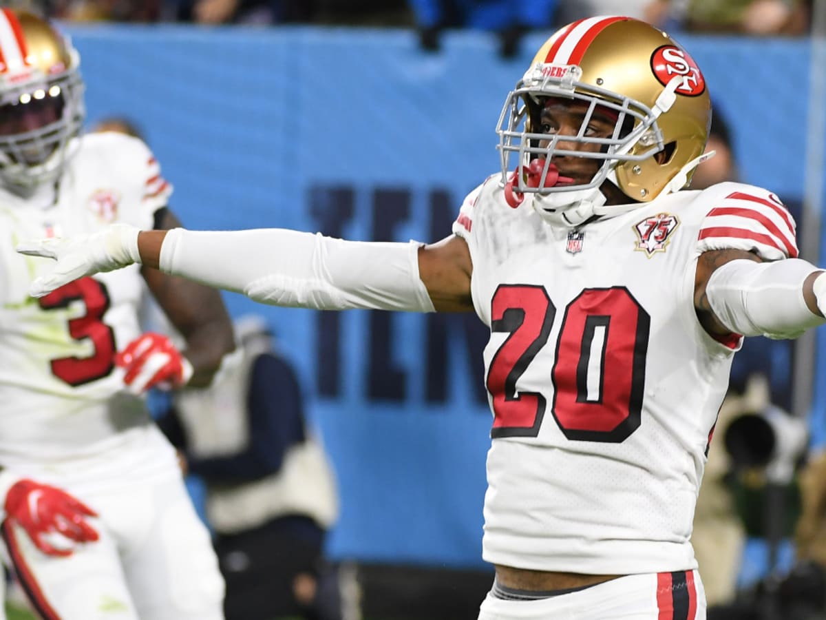 San Francisco 49ers cornerback Ambry Thomas (20) warms up before an NFL  football game against the New Orleans Saints, Sunday, Nov.27, 2022, in  Santa Clara, Calif. (AP Photo/Scot Tucker Stock Photo - Alamy